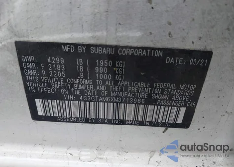 2021 Subaru Impreza Sport 5-Door из США, поврежденный, VIN 4S3GTAM6XM3713986